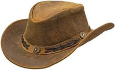 Genuine Brown Leather Cowboy Western Hat for Men and Women