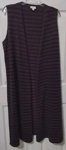 Lularoe Sleeveless Duster Knit Cardigan Size Med.Purple Striped Split Sides Vest - Picture 1 of 3