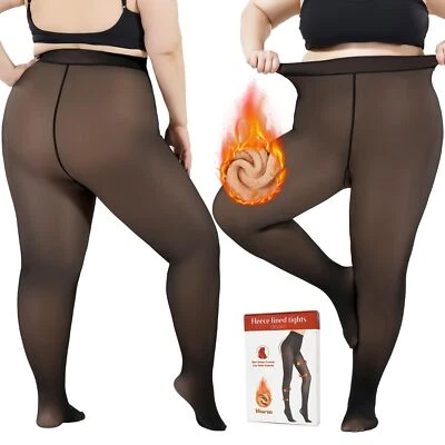 Women's Plus size Fleece Lined TightsWinter Warm Fake Translucent TightsTherm... - Image 1 of 4