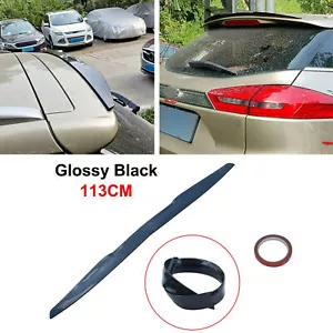 44in Universal Car Rear Roof Lip Spoiler Tail Trunk Wing Sticker Glossy Black UK - Picture 1 of 12