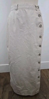 Falda De Colección Van Heusen Para Mujer Talla 8 Lona Midi Botón Columna Beige Tostado Algodón Foto 1 de 4