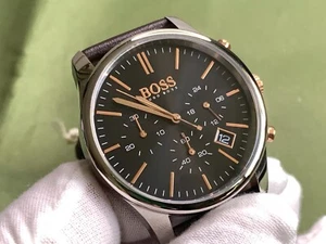 Reloj de cuarzo Hugo Boss esfera negra cronógrafo fecha HB1513448 cuero 5 ATM para hombre - Imagen 1 de 18