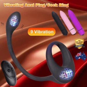 Remote Anal Butt Plug Vibrating Cock Ring Stimulator Prostate Massager Sex Toys - Picture 1 of 13