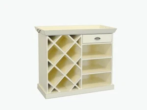 Cómoda con bandeja estante de vino estante de madera blanco crema estilo casa de campo (2353) - Imagen 1 de 9