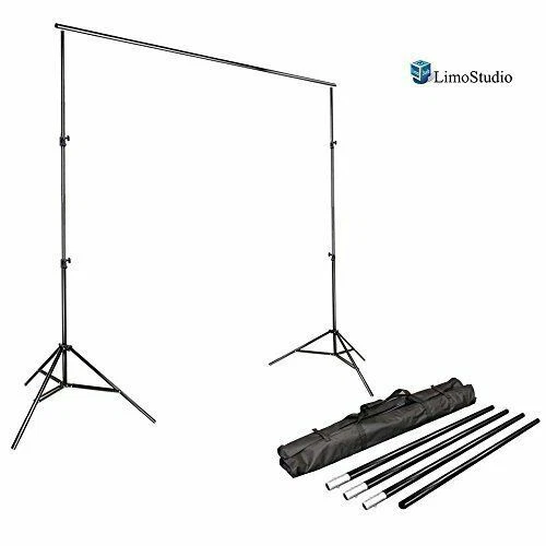 LimoStudio AGG1112 Adjustable Muslin Background Backdrop Support System Stand - Black