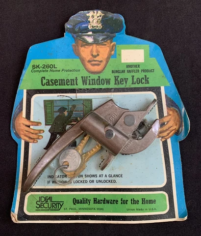 Vintage Ideal Security SK-260L Casement Window Key Lock - Union Made in USA Cover