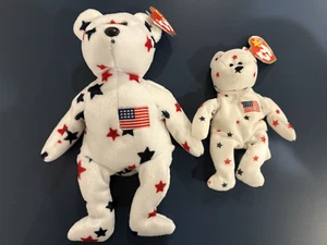 Lot of 2 Ty Beanie Babies - Glory the Bear; Teenie Beanie and 8.5" - FREE SHIP - Picture 1 of 7