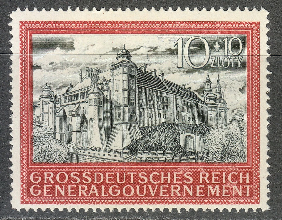 Poland OCCUPATION WW2 Post Osten WW2 1944 MNH Mi 125 Sc NB41 Cracow Castle ** - Image 1 of 2