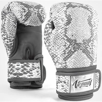 Guantes de entrenamiento de boxeo Venum para mujer blancos de gancho y bucle de serpiente Foto 1 de 4