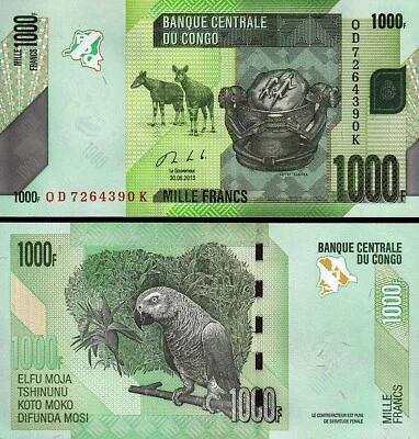 Congo 1000 Francs 2013, UNC, P-101b - Image 1 of 3