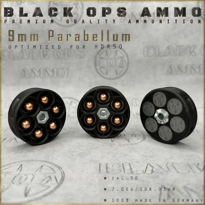 BLACK OPS AMMO Munición 18x + 2 9mm Parabellum BLACK OPS MUNICIÓN HDR TR 50 cal.50 T4E Umarex