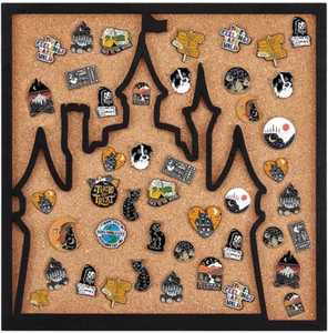 Square Castle Pin Board Cork 11.8X11.8Inch Bulletin Display Wall Mounted Black - Picture 1 of 1
