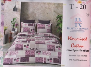 3 PCS 120 TC 100% Cotton Printed Bedsheet with two pillow set covers - Picture 1 of 1