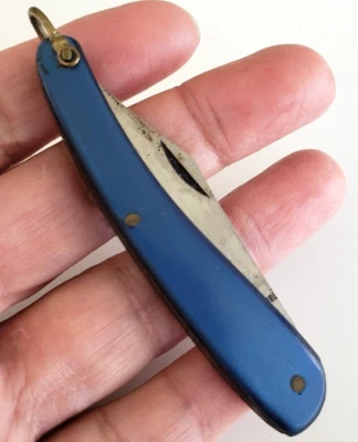Vintage Doll Stainless Steel Japan Blue Lucite Pocket Knife 3" Moonglow - Image 1 of 4