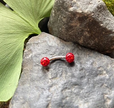 Barra de anillo para cejas 1 pieza bola pavimentada de cristal recubierto de epoxi roscada internamente 16 g Foto 1 de 4