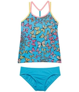 Nike L67732 Kids Butterfly T Cross Back Tankini Swim Set Size L - Picture 1 of 2