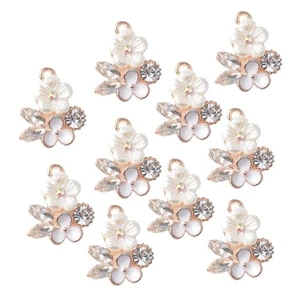 10x Decorative Craft Pearl Buttons Alloy Charms Flatback - Picture 1 of 7