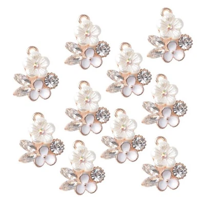 10x Decorative Craft Pearl Buttons Alloy Charms Flatback - Image 1 of 4