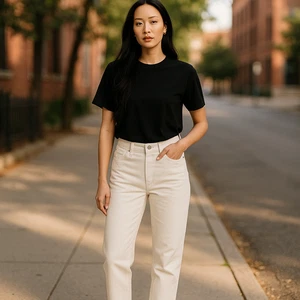 Everlane Jeans Womens 27 Bone White The Cheeky Straight High Rise Classic NWT - Picture 1 of 15