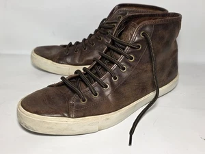 FRYE Men's Brett High Top Size US 10 Mens - Leather Sneaker Cognac Brown - Foto 1 di 10