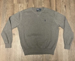 VINTAGE Polo Ralph Lauren Sweatshirt Herren Große L Grau Rundhals Pullover Baumwolle - Bild 1 von 8