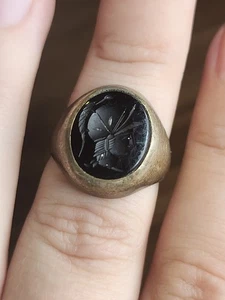 Sterling Silber Vintage römischer Soldat Intaglio Siegelring - Bild 1 von 9