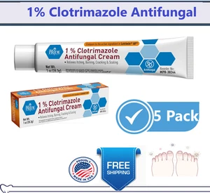 5Pack Anti-Fungal Cream Cure Athletes Foot, Jock Itch, Compare to Lotrimin AF 1% - Picture 1 of 6