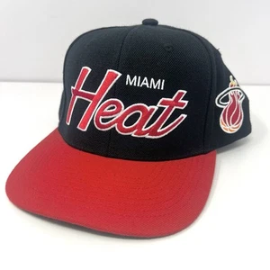 Miami Heat Script Logo NBA SnapBack Cap Hat Mitchell & Ness Hardwood Classics - Picture 1 of 8