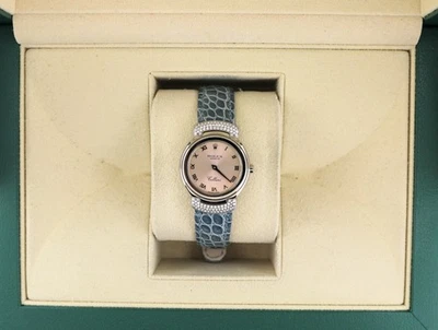 2001 Rolex Ladies Cellini 6672 Pink Roman Dial Blue Leather Strap Diam Lugs 18kt - Image 1 of 4