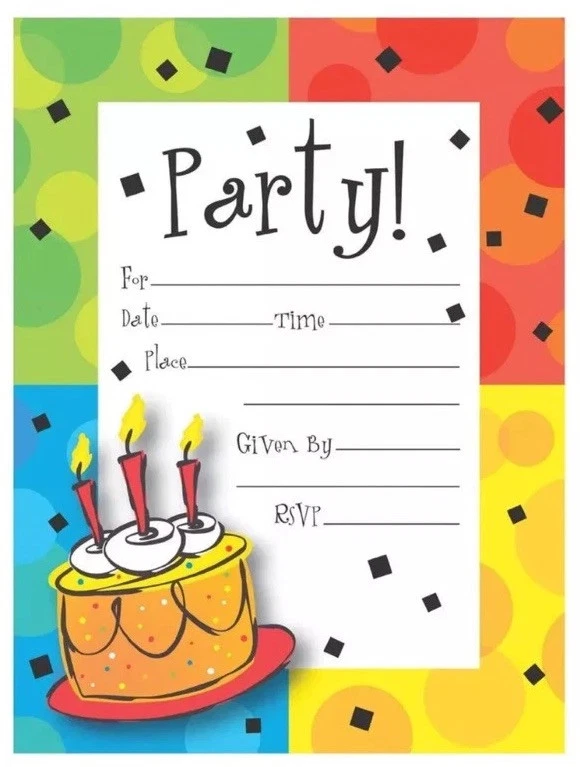 Celebration Invitations 8 Happy Birthday Cake Card 3-D Effect VTG Retro 1990s - Image 1 of 4