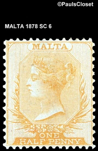 MALTA 1878 SC 6 QUEEN VICTORIA ½p BUFF MNG F/VF - Picture 1 of 2