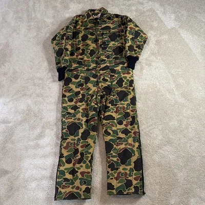 Vintage SAFTBAK Camo Insulated Hunting Coveralls USA Made  Small/Medium - Image 1 of 4