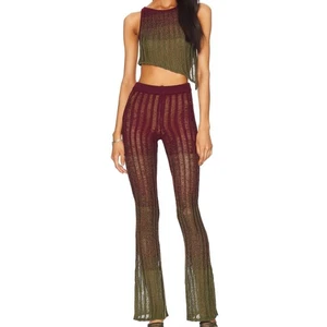 H:ours Ombre Knit Pant With Side Slits Red Green Medium - Picture 1 of 8