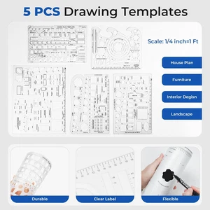 30 PCS Professional Drafting Tools Geometry Set with Case Architect Protractor - Picture 1 of 7