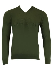 GANT Herren Piniengrün O2 Gant Logo V-Ausschnitt Sweatshirt 81245 Größe M $ 165 Neu mit Etikett - Bild 1 von 2