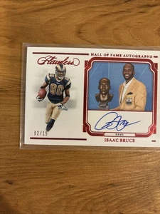 Autógrafos del Salón de la Fama Impecables Panini 2023 Isaac Bruce #HOF-IBR Rubí/15 (AU) - Imagen 1 de 2