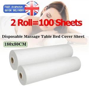100Pcs Disposable Spa Massage Table Sheet Salon Beauty Bed Cover Non-woven White - Picture 1 of 15