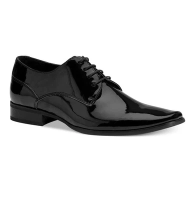 Calvin Klein 男式 Brodie 方头黑色漆皮正装鞋 8.5 码 MSRP $119 — 第 1/4 张图片