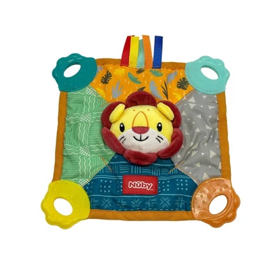 Nuby Plush Lion Teether Sensory Crib Toy Squeaker Colorful Baby Lovey - Image 1 of 4