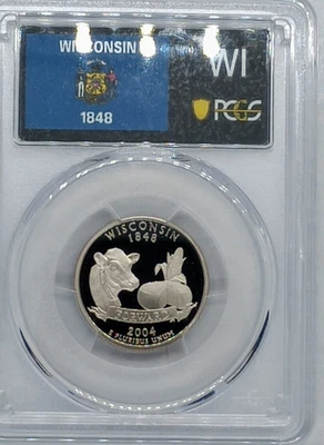 2004 S 25C Clad Wisconsin Quarter PCGS PR70DCAM #813 Transparent Pricing - Image 1 of 2