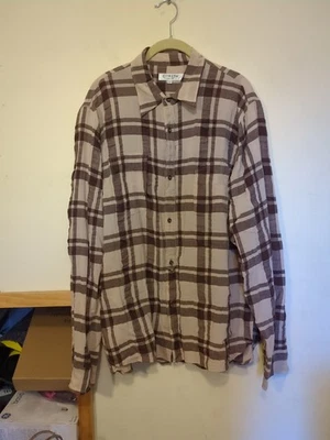 Рубашка мужская Citron Santa Monica коричневая клетчатая марлевая на пуговицах с длинным рукавом L - Изображение 1 из 4