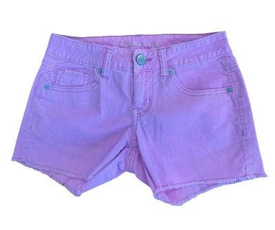 Shorts de veludo elástico American Eagle AE Y2k rosa feminino tamanho 0 recortes desgastados - Imagem 1 de 4