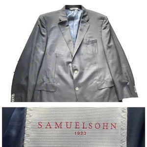 Samuelsohn Suit Jacket Mens 48 L Navy Colombo Icewool Super 150's Wool Italy - Picture 1 of 11