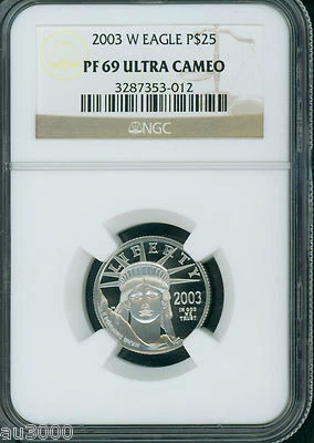 2003-W $25 STATUE of LIBERTY PLATINUM NGC PR69 PROOF PF69 - Image 1 of 2