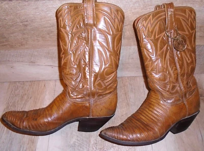 Tony Lama Vintage Feminino Gold Label Botas de Cowboy Lagarto Tamanho 7A Com Caixa LEIA - Imagem 1 de 4