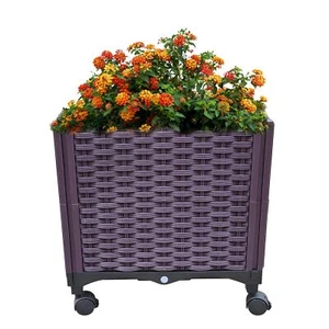 Plastic Rolling Raised Garden Bed Deepen Planter Boxes w/Wheels Mobile Planters - Picture 1 of 7