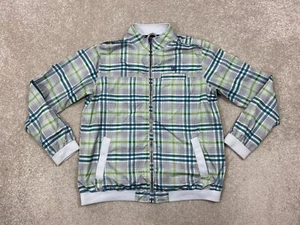 DC APPAREL DIVISION Bomber Jacket Grey Green Check Size L Pit-pit 23" - Picture 1 of 17