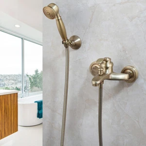 Antik Messing Wandhalterung Bad Dusche Wasserhahn Handbrause Mischbatterie Brause - Bild 1 von 8