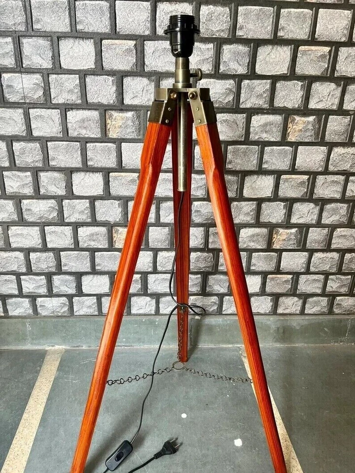 Tripod Wooden Floor Nautical Stand Vintage Home Decor Brown Tripod Adjustable - Image 1 of 4