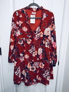 Rosa Lilie Damen Blumen Langarm Babydoll Kleid Gr. Small NEU - Bild 1 von 5